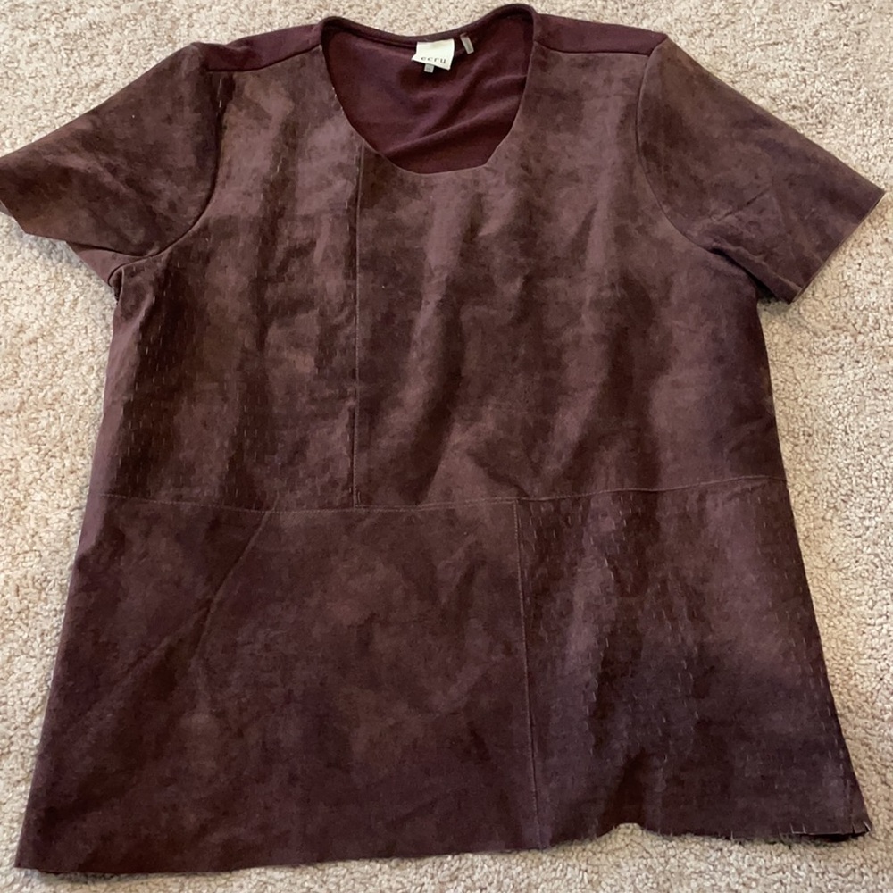 Ecru suede blouse